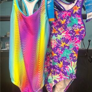 Girls' Bright Rainbow & Floral One-Piece Swimsuits